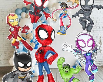 Spidey and HisAmazing Friends, 8 Printable Life-Size Character Cutouts PNG Digital Download