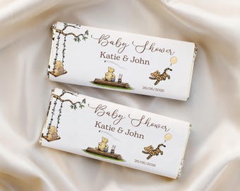 Winnie the Pooh Candy Bar Wrapper, Vintage Pooh Bear Chocolate Wrapper, Baby Shower & Birthday Favor, Printable, Editable, Instant Download