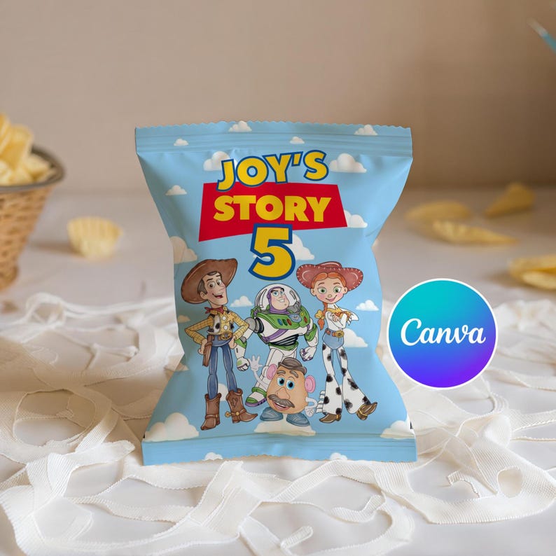 Toy Story Favor Chip Bags-Custom Chip Bags-Printables-digital-TOY STORY- Digital file CANVA Template image 3