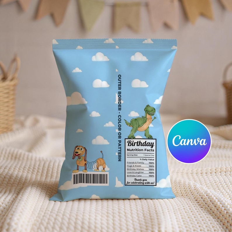 Toy Story Favor Chip Bags-Custom Chip Bags-Printables-digital-TOY STORY- Digital file CANVA Template image 2