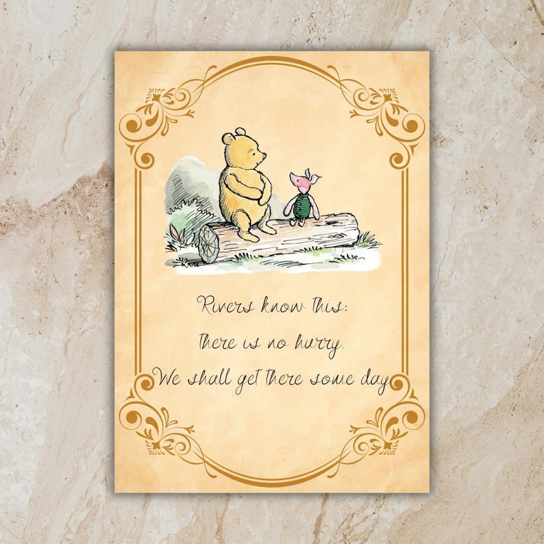 Pooh Quote Rivers Winnie the Pooh Vintage Quote Cards Baby Shower Centerpiece 16 ...