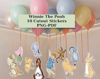 Classic Hanging Winnie The Pooh Large Cutout, Blue Boy Baby Shower/Birthday Yard Sign Decor , Birthday Party, Cutout Prop, Instant Download