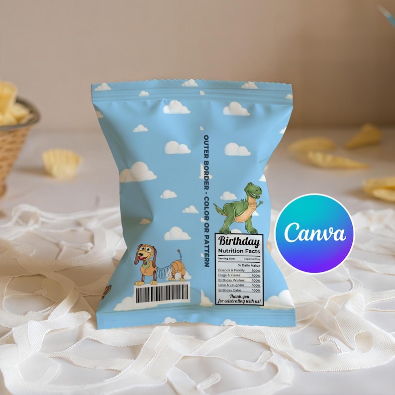 Toy Story Favor Chip Bags-Custom Chip Bags-Printables-digital-TOY STORY- Digital file CANVA Template image 4