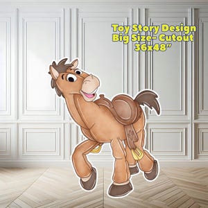 Toy Story Bullseye-uitsparingen, levensgrote achtergrond Bullseye, Woddy png, pdf-fotorekwisieten afdrukbaar 36 x 48" afbeelding 1