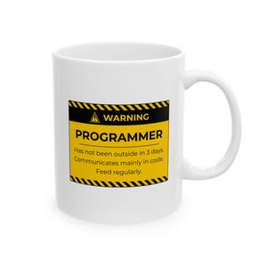 Funny Programmer Warning Label Mug Sticker for Laptop, Programmer Warning Label Mug Gift for Animal Lover, Cartoon Programmer Warning Lab...