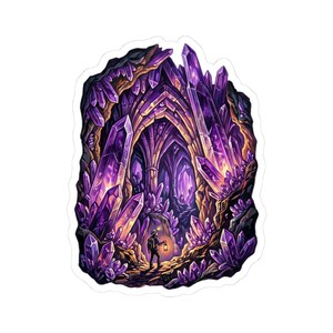 Amethyst Crystal Cave Sticker for Laptop Water Bottle, Amethyst Crystal Cave Vinyl Decal Gift, Cute Amethyst Crystal Cave Sticker
