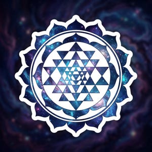 Galaxy Sri Yantra Aufkleber für Laptop, Cosmic Sri Yantra Geschenk für Weltraumliebhaber, Sri Yantra Vinyl Sticker