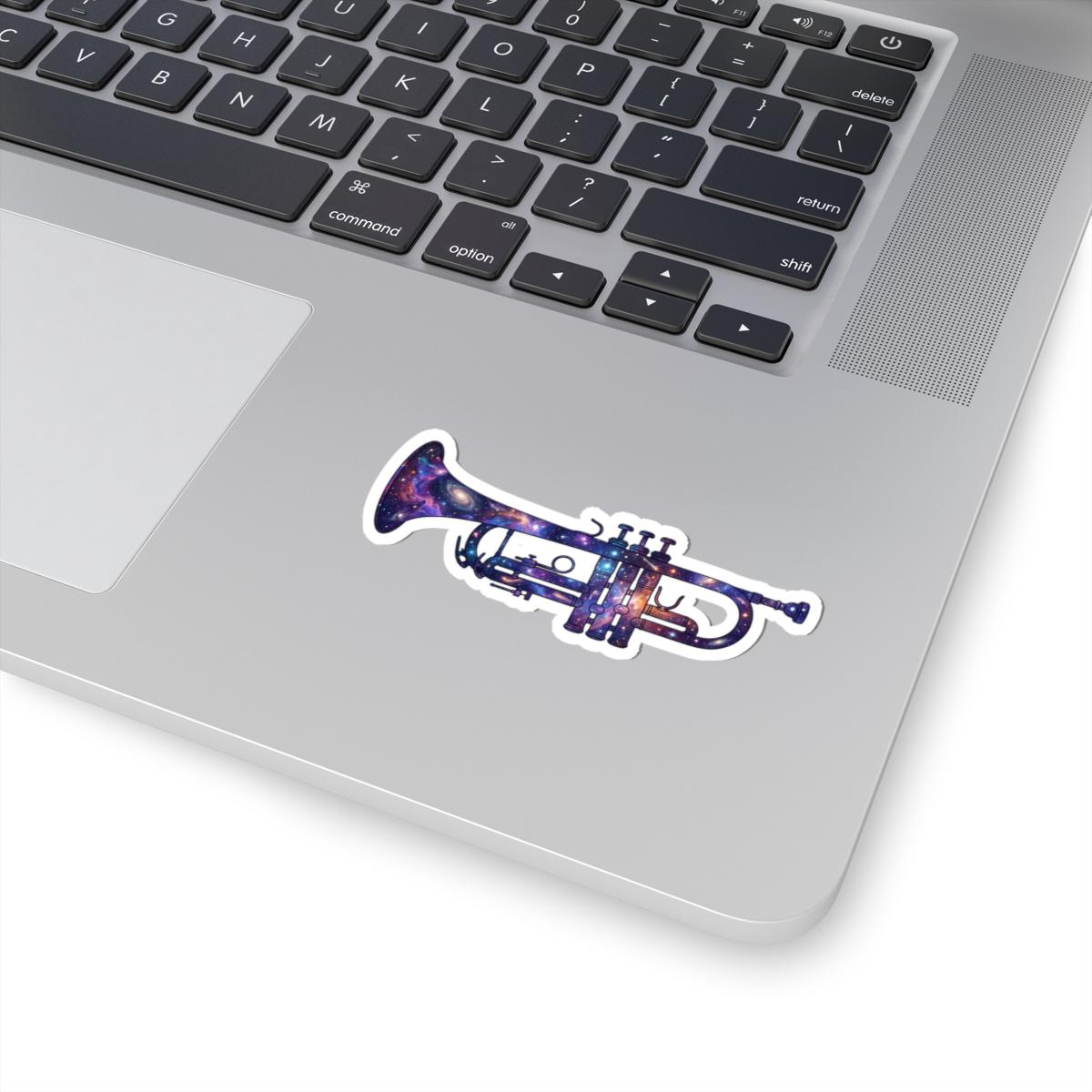 Silver Trumpet Sticker Galaxy Trumpet Sticker for Laptop, Cosmic Trumpet Gift for Space Lover ...