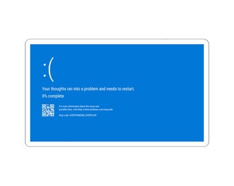 Sticker écran bleu Overthinking Overflow, Sticker BSOD drôle, Sticker vinyle erreur informatique