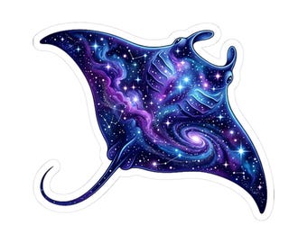 Galaxy Manta Ray Sticker, Cosmic Ocean Vinyl Sticker, Nebula Sea Creature Decal, Space Sticker, Ocean Lover Gift, Celestial Animal Sticker