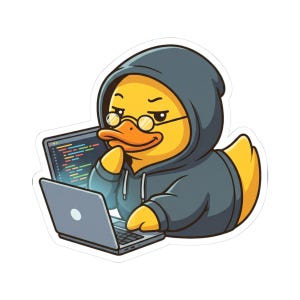Sticker débogueur en caoutchouc canard, vinyle autocollant programmeur canard, décalcomanie pour développeur de logiciels, autocollant de codage, cadeau tech, humour de développeur