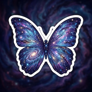 Pegatina Galaxy Blue Morpho para portátil, regalo Cosmic Blue Morpho para amantes del espacio, pegatina de vinilo Blue Morpho