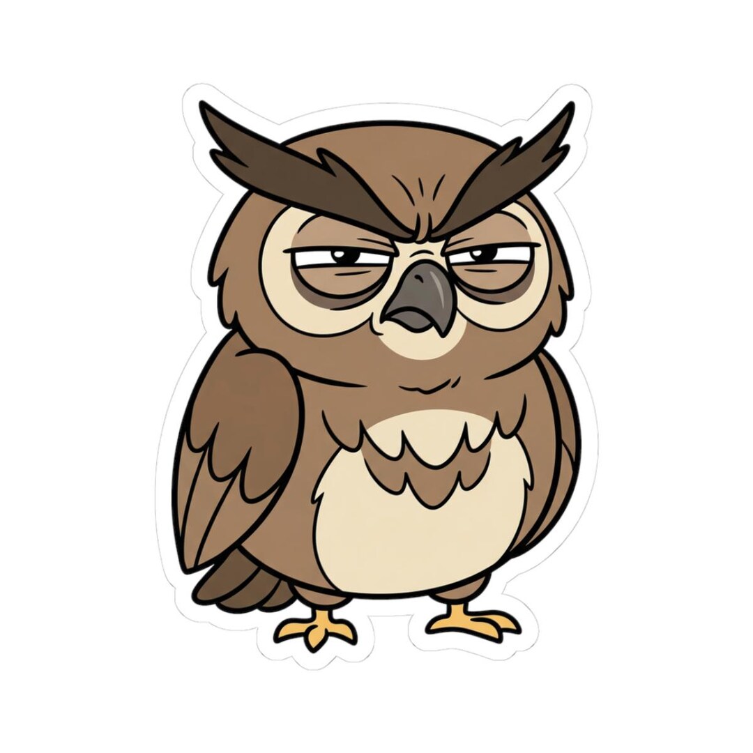 Funny Grumpy Owl Sticker for Laptop, Grumpy Owl Gift for Animal Lover ...
