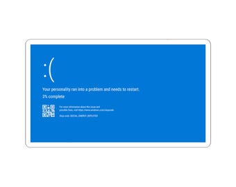 Sticker écran bleu appauvri en énergie sociale, Sticker BSOD drôle, Sticker vinyle erreur informatique