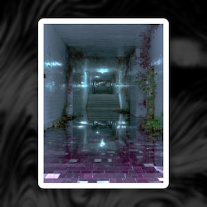 Overgrown Subway Sticker Flooded Tile Stairwell Vine Liminal Backrooms Decal