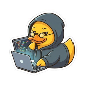 Rubber Duck Debugger Sticker for Laptop Water Bottle, Rubber Duck Debugger Vinyl Decal Gift, Cute Rubber Duck Debugger Sticker