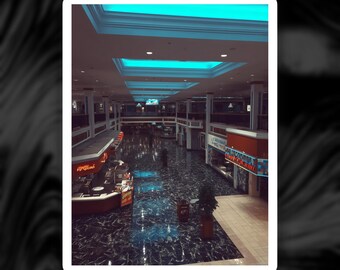 Empty Mall Atrium Sticker, Liminal Space Decal, Eerie Backrooms Aesthetic Laptop Art, Weirdcore Vinyl Sticker