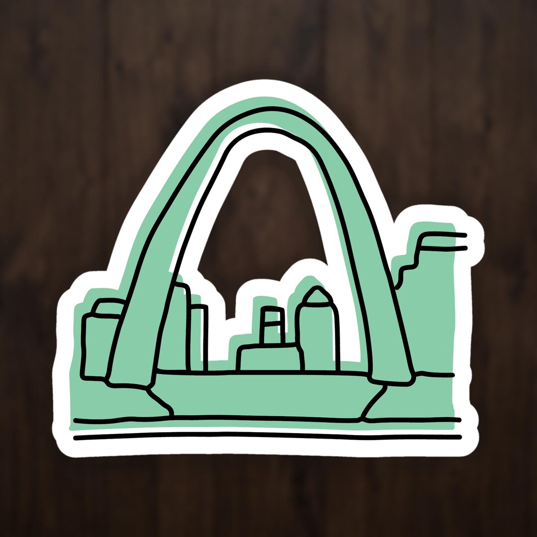 Tpl Sticker Gateway Arch Sticker, St Louis USA Travel Decal, Hand Drawn World ...