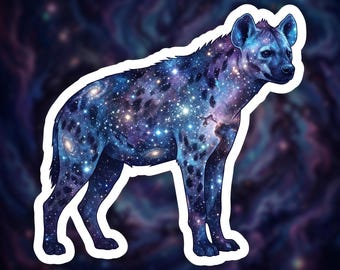 Galaxy Hyena Sticker for Laptop, Cosmic Hyena Gift for Space Lover, Hyena Vinyl Sticker