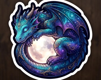 Nebula Dragon Hatchling Sticker, Celestial Art Vinyl Decal for Laptop and Water Bottle