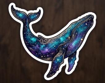 Star Map Whale Sticker, Celestial Art Vinyl Decal for Laptop and Water Bottle
