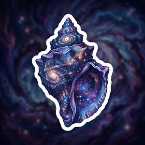 Galaxy Conch Shell Aufkleber für Laptop, Cosmic Conch Shell Geschenk für Weltraumliebhaber, Conch Shell Vinyl Sticker