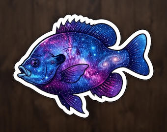 Bluegill Cosmic Fishing Sticker, Celestial Art Vinyl Decal for Laptop and Water Bottle