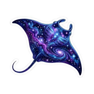 Galaxy Manta Ray Sticker, Cosmic Ocean Vinyl Sticker, Nebula Sea Creature Decal, Space Sticker, Ocean Lover Gift, Celestial Animal Sticker