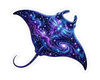 Galaxy Manta Ray Sticker, Cosmic Ocean Vinyl Sticker, Nebula Sea Creature Decal, Space Sticker, Ocean Lover Gift, Celestial Animal Sticker