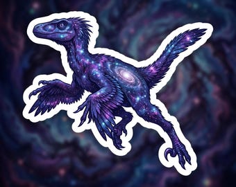 Galaxy Deinonychus Sticker for Laptop, Cosmic Deinonychus Gift for Space Lover, Deinonychus Vinyl Sticker