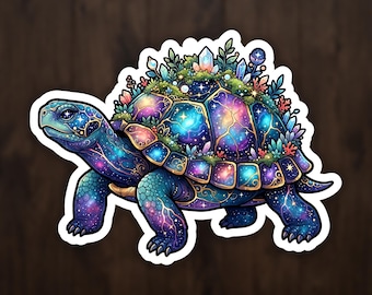 Oracle Turtle Island Sticker, Whimsical Art Vinyl Decal for Laptop and Water Bottle