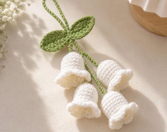 Crochet Lily Flower DIY Kit, Lily of the Valley Crochet Kit, Beginner Crochet Set, Flower Pendant Craft Kit, Handmade Gift
