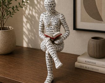 Reading Nook Decor Figurine, Reading Woman Statue Abstract Sculpture, Nordic Home Decor Yoga Figurine, Desk Shelf Ornament