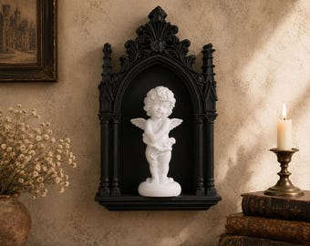 Gothic Cathedral Wall Altar Sconce | Arched Shrine Shelf Decor | Dark Academia Gothic Home Accent | Witchy Victorian Wall Decor