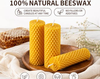 Beeswax Taper Candles Set of 10, Handmade Honeycomb Candles, Natural Cotton Wick, Eco Friendly Gift, Wedding Decor, Home Decor