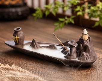 Handmade Ceramic Incense Holder, Minimalist Wave Incense Burner, Ocean Decor, Meditation Gift, Zen Home Decor, Stick Holder