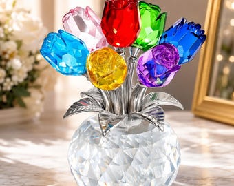 Escultura de vidrio soplado a mano para decoración de escritorio, recuerdo de cumpleaños, regalo de boda, regalo de agradecimiento para profesores y decoración del hogar.