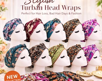 Handmade Floral Turban Head Wrap | Chemo Headwear Hijab Cap for Women