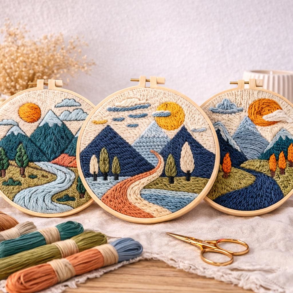 40 DIY Yarn Crafts For Kids 19 Punch Needle Kits for Adults, DIY Punch Needle Embroidery Kit with…