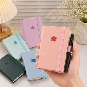 Leather Journal Mini A7, Leather Notebook Pocket Size, Handmade Travel Diary Planner, Small Notepad Portable Journal