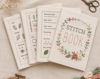 Embroidery Stitch Book Kit for Beginners, DIY Hand Stitch Practice Guide