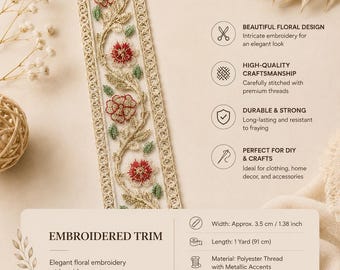 Lace Embroidery Flower Trim, Wide Sewing Lace Ribbon