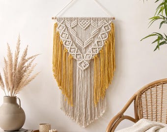 Extra Large Macrame Wall Hanging, Japandi Fiber Art Wall Decor, Abstract Textile Art, Above Bed Headboard, Modern Boho Statement Piece