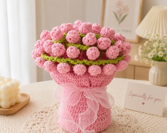 Crochet Rose Blanket Kit, Pink Floral Baby Blanket, Beginner Amigurumi Craft