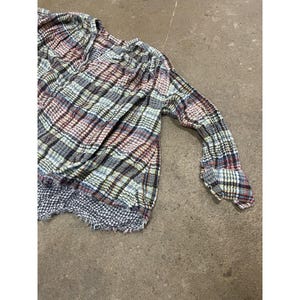 Free People Tunic Blouse Womens Medium Multicolor Plaid Button Front Boho image 3