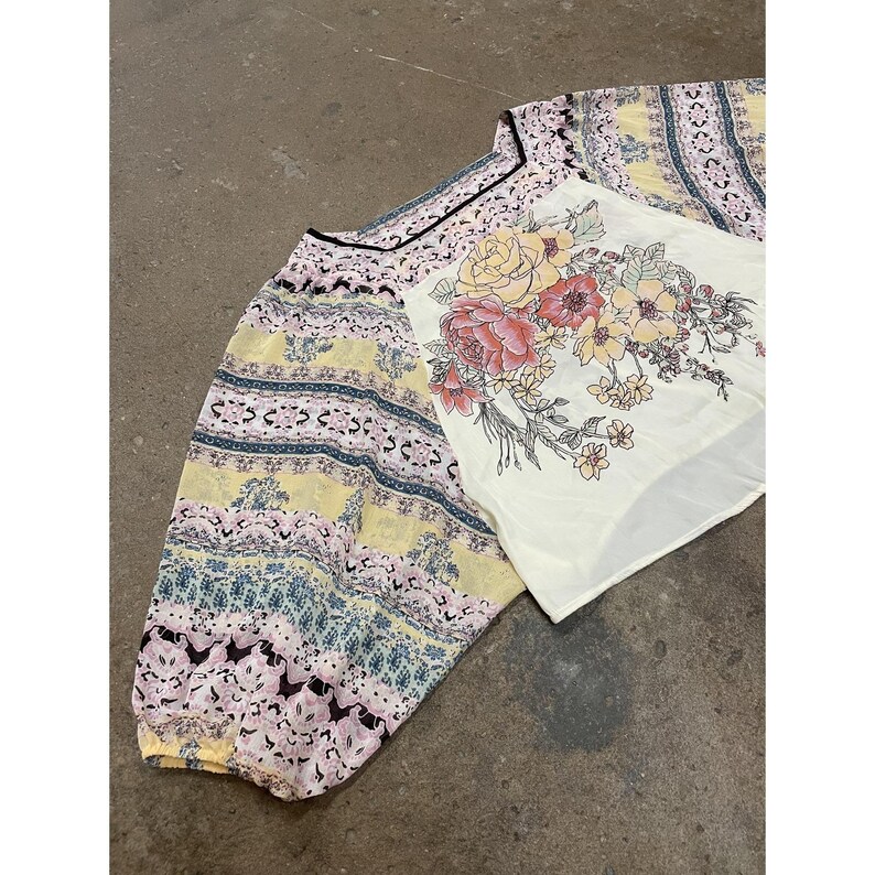 Free People Kimono Blouse Womens Small Multicolor Floral Square Neck OB1132539 image 2