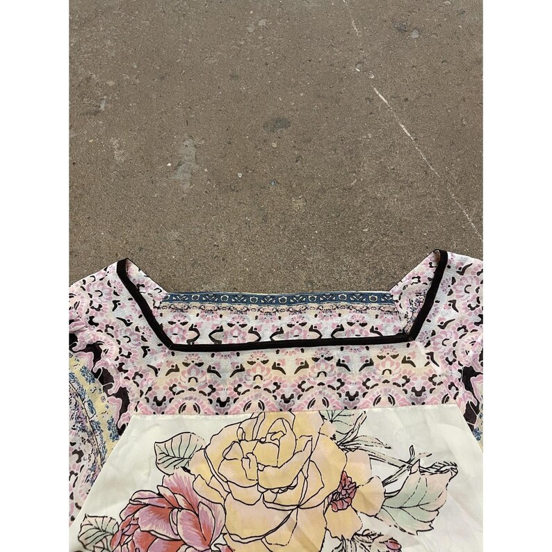 Free People Kimono Blouse Womens Small Multicolor Floral Square Neck OB1132539 image 5