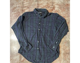 Vintage Ralph Lauren Polo Jeans Co. Men's Flannel Plaid Button Down Shirt Sz L