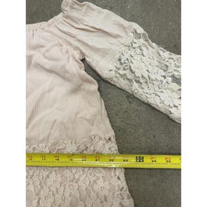 Free People Lace Dress Womens XS Pink Off Shoulder Boho Short Mini Bell Sleeve image 20