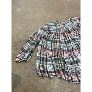Free People Tunic Blouse Womens Medium Multicolor Plaid Button Front Boho image 9